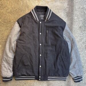 CSG Champs Sports Gear Jacket Mens 2XL Black Gray Varsity Bomber Wool Blend
